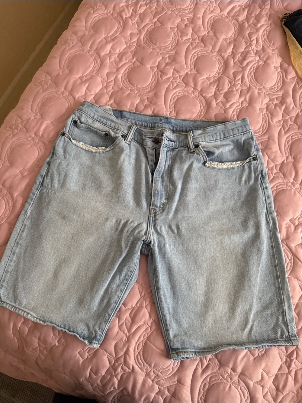 Levi's Light Blue Denim Shorts with Leather Patch
